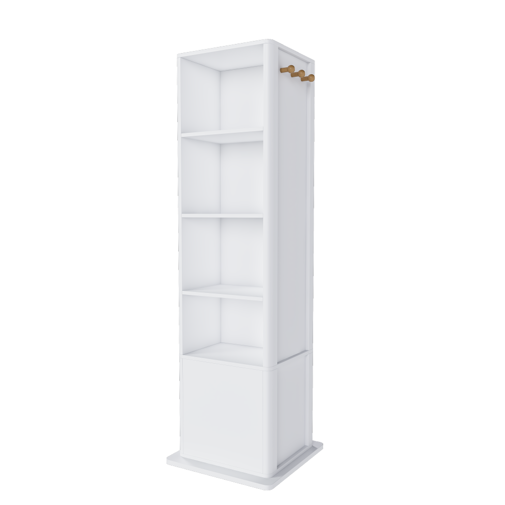 360° rotating makeup cabinet, jewelry cabinet with a full-length mirror, standing storage cabinet with a coat rack, 4 layers of open shelves and 2 layers of built-in shelves, white