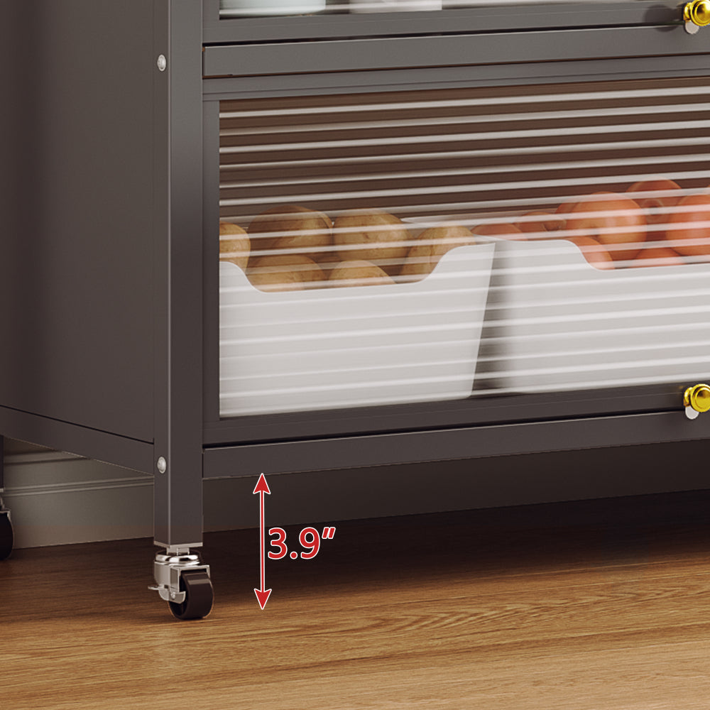 65'' Tall Kitchen Bakers Rack with Flip Door Cabinet, 5 Tier Multifunctional Microwave Stand Buffet, Coffee Bar, Kitchen Pantry Storage Cabinet Shelf, Quick Assembly, White