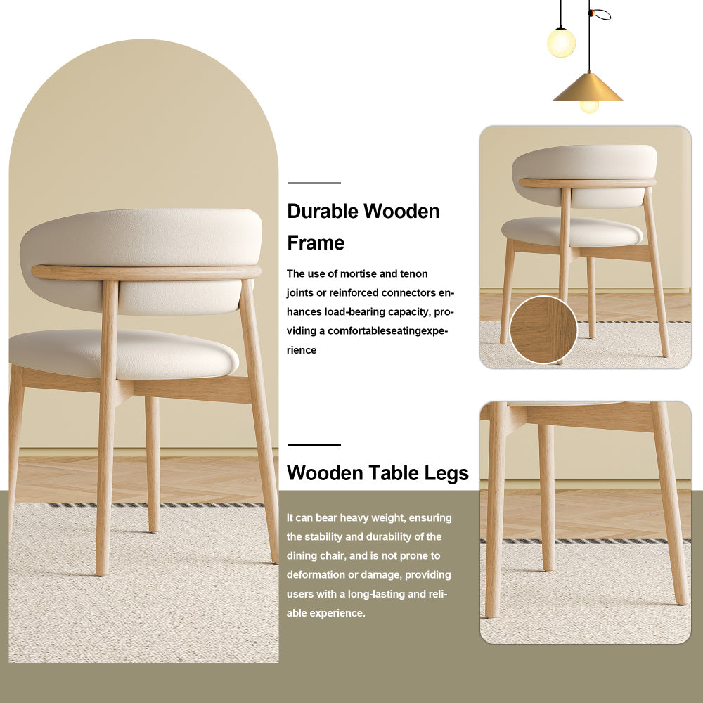 Mid-Century Modern wood feet Dining Chair (Set of 2) – Stylish Wooden Chairs for Dining Room, Kitchen, or Living Room, Comfortable & Durable, Easy to Assemble (Natural wood color)