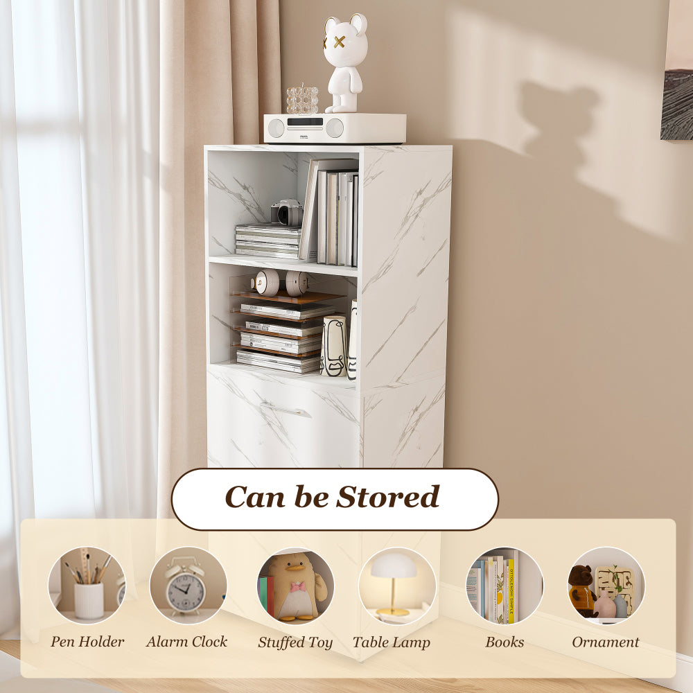 Stretchable desk, office desk with storage shelves and mobile wheels, foldable desk suitable for small apartments and offices, white marble