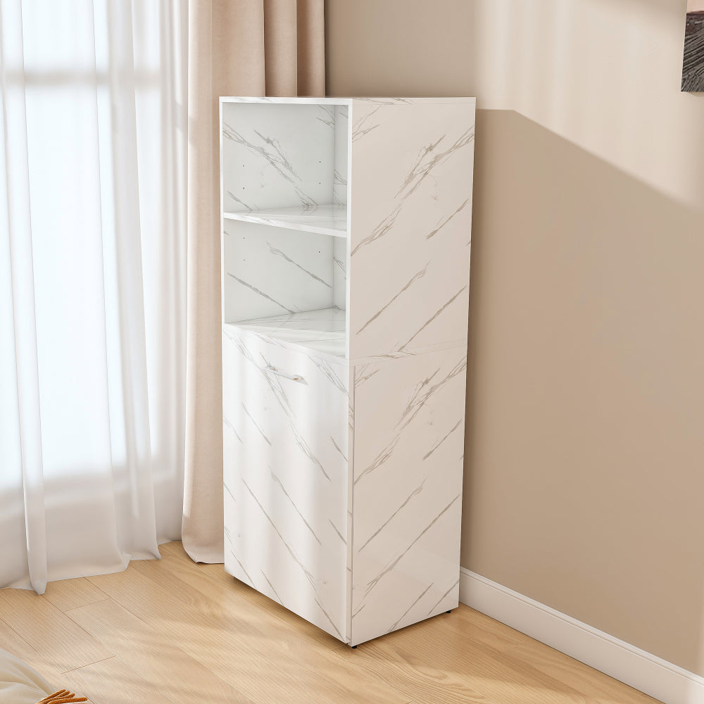 Stretchable desk, office desk with storage shelves and mobile wheels, foldable desk suitable for small apartments and offices, white marble