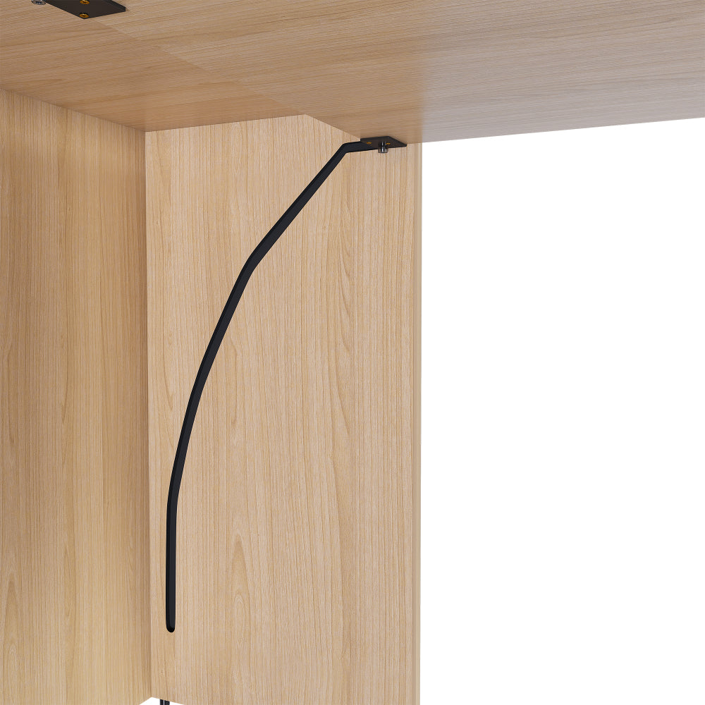 Stretchable desk, office desk with storage shelves and mobile wheels, foldable desk suitable for small apartments and offices,burlywood