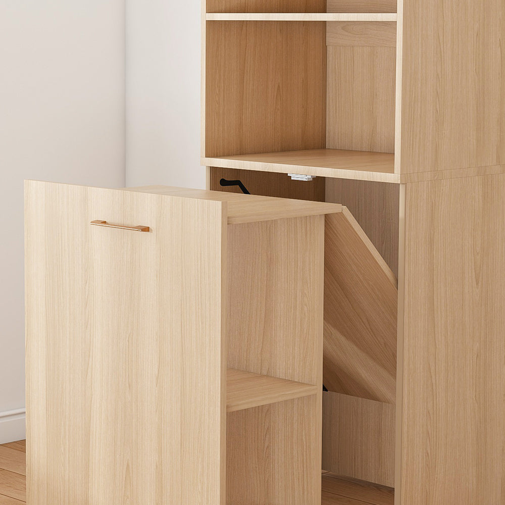 Stretchable desk, office desk with storage shelves and mobile wheels, foldable desk suitable for small apartments and offices,burlywood