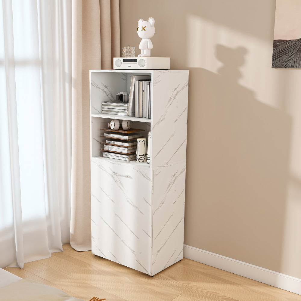 Stretchable desk, office desk with storage shelves and mobile wheels, foldable desk suitable for small apartments and offices, white marble