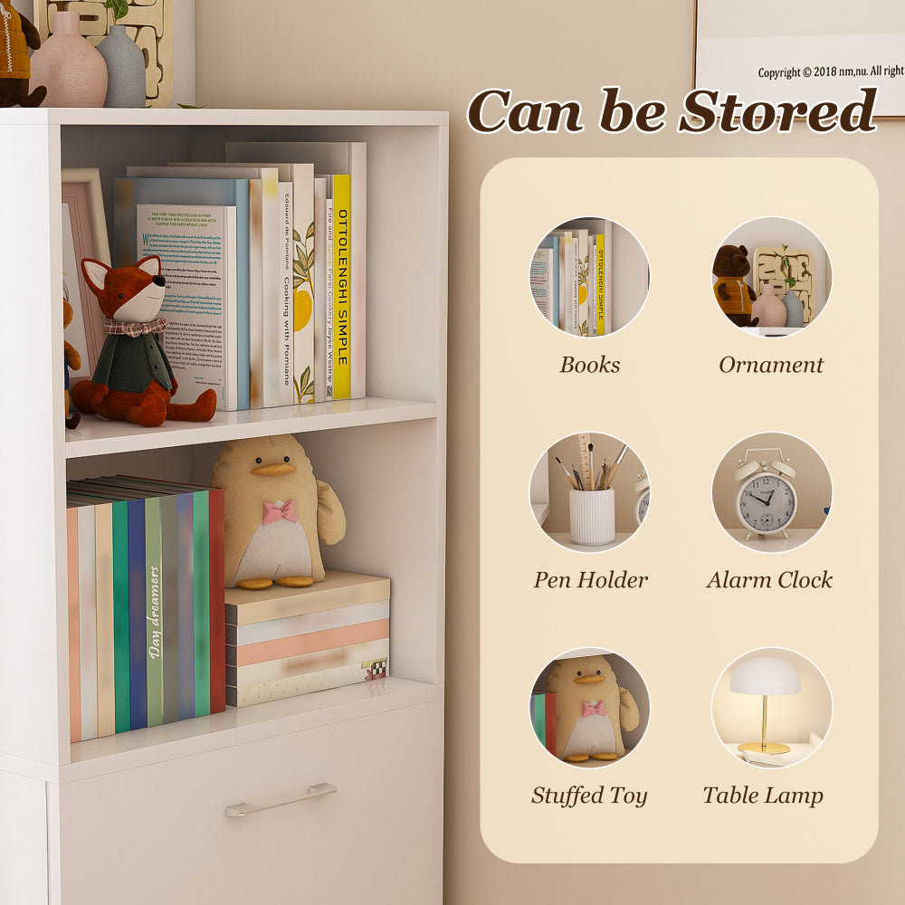 Stretchable desk, office desk with storage shelves and mobile wheels, foldable desk suitable for small apartments and offices, white